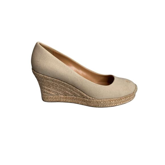 J.CREW Shoes - J‎ Crew Women's Cream Canvas Espadrille Wedges Size 6.5 Coastal Preppy Casual